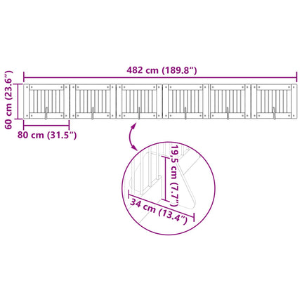 Fällbar hundgrind med stativ 6 pcs Artisan-ek 482 cm