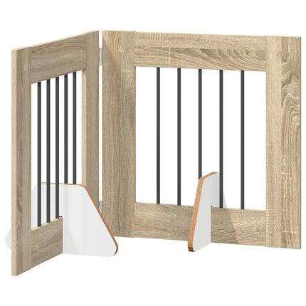 Fällbar hundgrind med stativ 2 pcs Sonoma-ek 120,5 cm