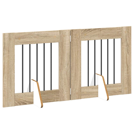 Fällbar hundgrind med stativ 2 pcs Sonoma-ek 120,5 cm