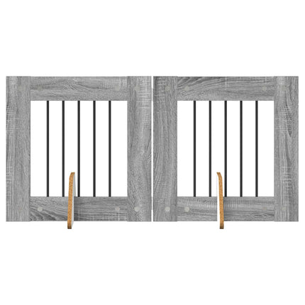 Hundgrind med ställningar 2 pcs Grå sonoma-ek 60 x 60 cm