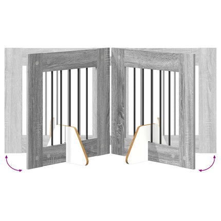 Hundgrind med ställningar 2 pcs Grå sonoma-ek 60 x 60 cm