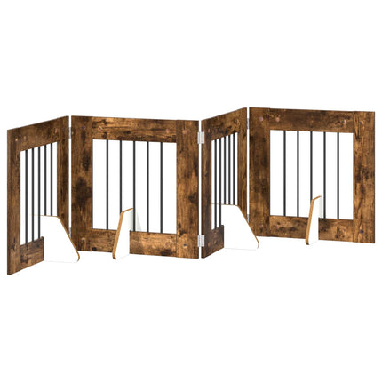 Hundgrind med ställningar 4 pcs Rökt ek 60 x 60 cm