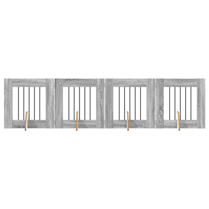 Hundgrind med ställningar 4 pcs Grå sonoma-ek 60 x 60 cm