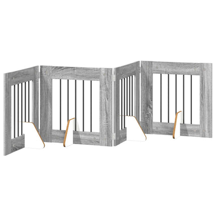 Hundgrind med ställningar 4 pcs Grå sonoma-ek 60 x 60 cm