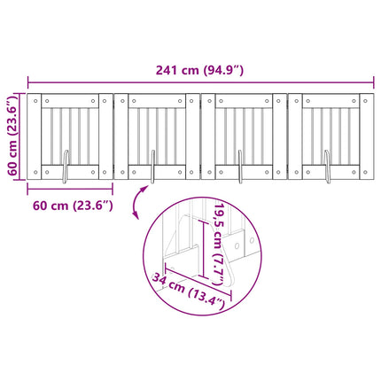 Hundgrind med ställningar 4 pcs Gammalt trä 60 x 60 cm