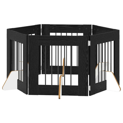Hundgrind med ställningar 6 pcs Svart ek 60 x 60 cm