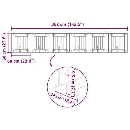 Hundgrind med ställningar 6 pcs Svart ek 60 x 60 cm