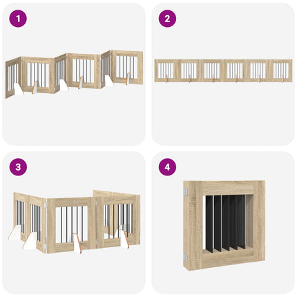 Fällbar hundgrind med stativ 6 pcs Sonoma-ek 362 cm