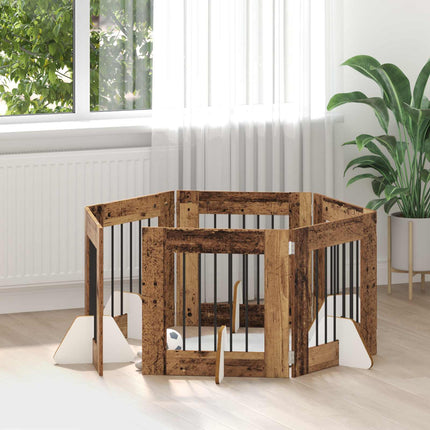 Hundgrind med ställningar 6 pcs Gammalt trä 60 x 60 cm
