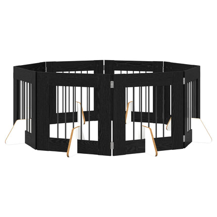 Hundgrind med ställningar 8 pcs Svart ek 60 x 60 cm