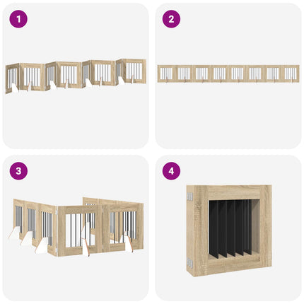 Fällbar hundgrind med stativ 8 pcs Sonoma-ek 60 cm