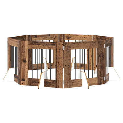 Hundgrind med ställningar 8 pcs Gammalt trä 60 x 60 cm