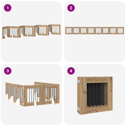 Fällbar hundgrind med stativ 8 pcs Artisan-ek 60 cm