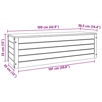 Förvaringslåda med dörr Vaxbrun 109 x 36,5 x 33 cm Massiv furu