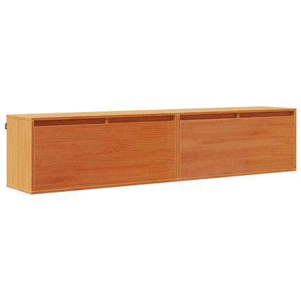 Väggskåp med hylla 2 pcs Vaxbrun 80 x 30 x 35 cm Massiv furu