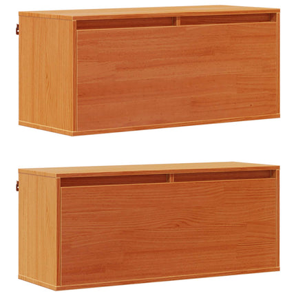 Väggskåp med hylla 2 pcs Vaxbrun 80 x 30 x 35 cm Massiv furu