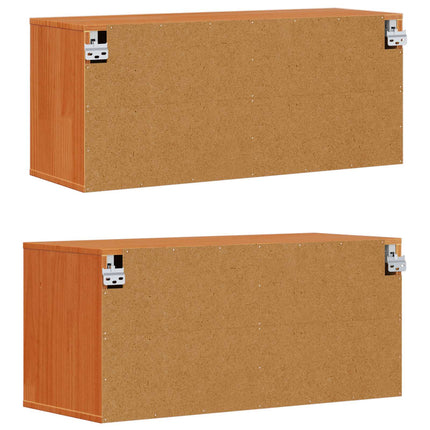 Väggskåp med hylla 2 pcs Vaxbrun 80 x 30 x 35 cm Massiv furu