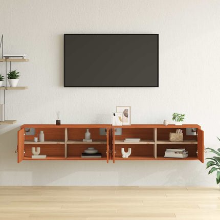 Väggskåp med hylla 2 pcs Vaxbrun 80 x 30 x 30 cm Massiv furu