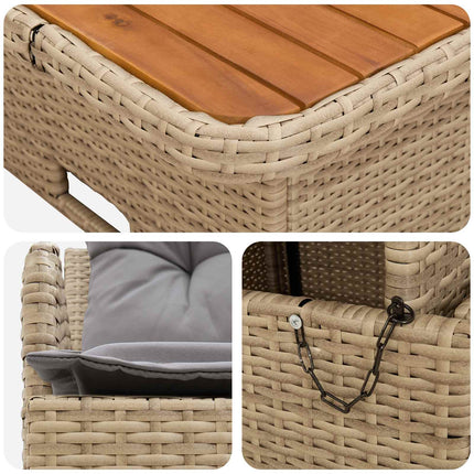 Trädgårdsarmsoffa med lyftbord 2 Stycke Beige och Ljusgrå