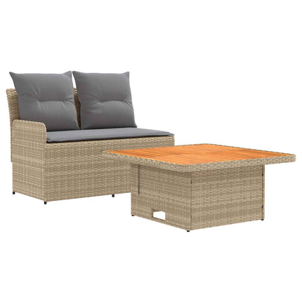 Trädgårdsarmsoffa med lyftbord 2 Stycke Beige och Ljusgrå