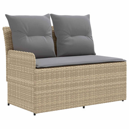 Trädgårdsarmsoffa med lyftbord 2 Stycke Beige och Ljusgrå