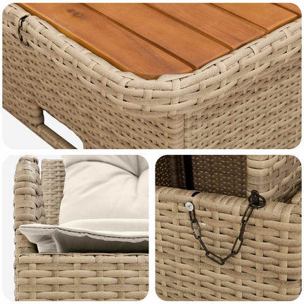 Trädgårdsarmsoffa med lyftbord 2 Stycke Beige och gräddfärgad