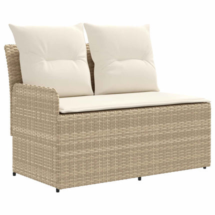 Trädgårdsarmsoffa med lyftbord 2 Stycke Beige och gräddfärgad