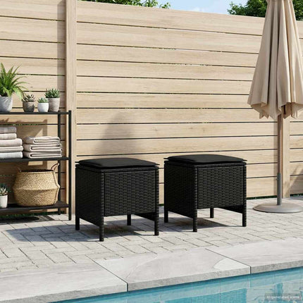 Trädgårdspall 2 Stycke Svart 38 x 38 x 45 cm PE Rattan