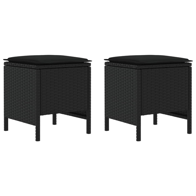 2 st Trädgårdspall PE Rattan Svart