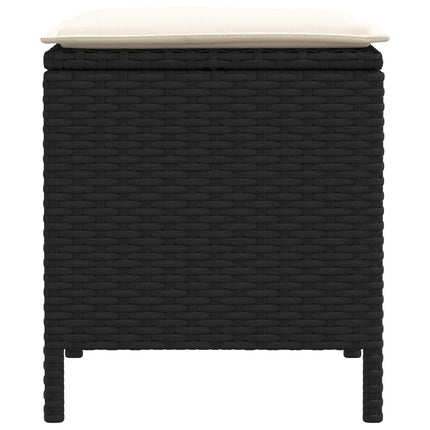 Trädgårdspall 2 Stycke Svart och kräm 38 x 38 x 45 cm PE Rattan
