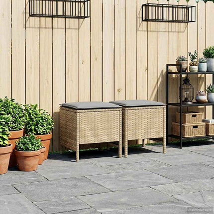 Trädgårdspall 2 Stycke Beige och Ljusgrå 38 x 38 x 45 cm