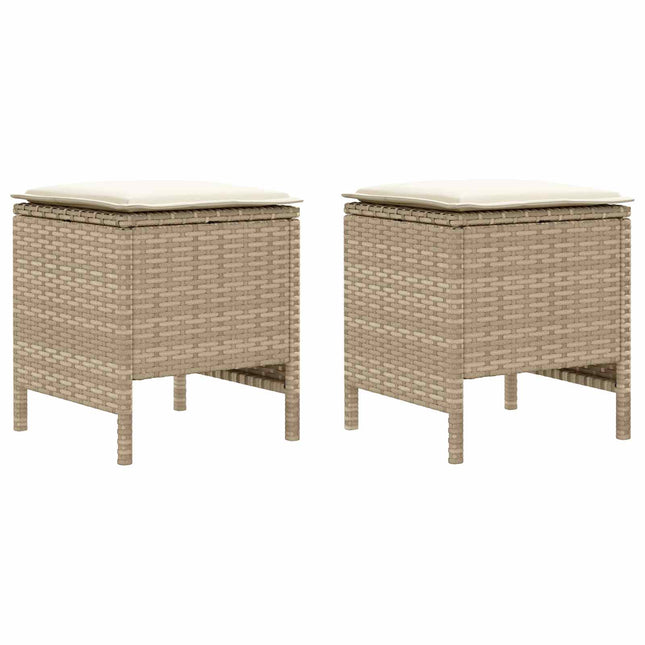 2 st Trädgårdspall PE Rattan Beige och gräddfärgad