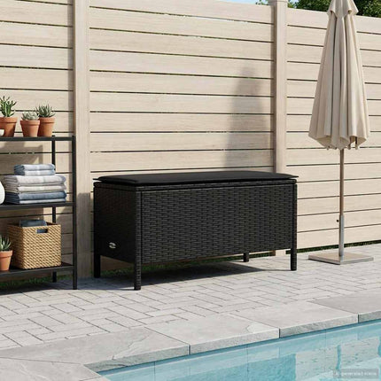 Trädgårdspall med kudde Svart 80 x 38 x 45 cm PE Rattan