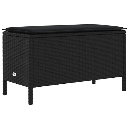Trädgårdspall med kudde Svart 80 x 38 x 45 cm PE Rattan