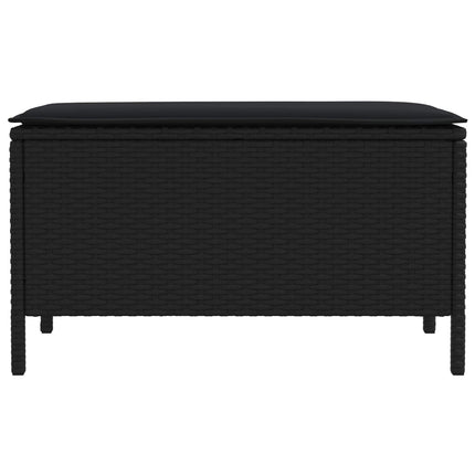 Trädgårdspall med kudde Svart 80 x 38 x 45 cm PE Rattan