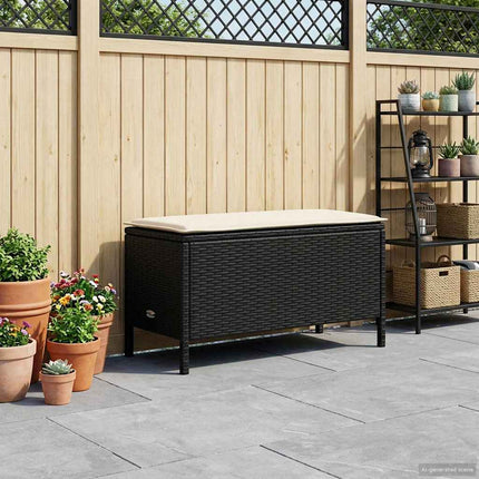 Trädgårdspall Svart och kräm 80 x 38 x 45 cm PE Rattan