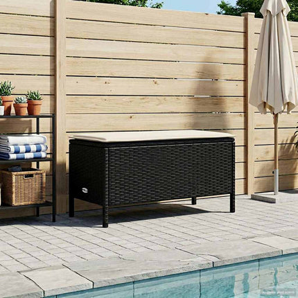 Trädgårdspall Svart och kräm 80 x 38 x 45 cm PE Rattan