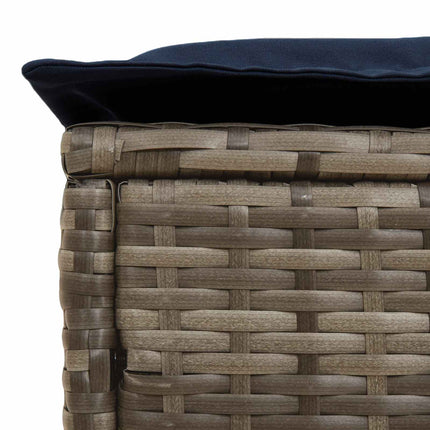 Trädgårdspall Grå och Marinblå 80 x 38 x 42 cm PE Rattan