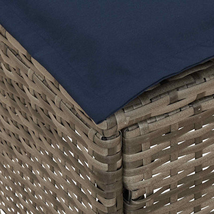 Trädgårdspall Grå och Marinblå 80 x 38 x 42 cm PE Rattan
