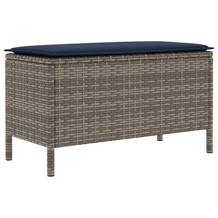 Trädgårdspall Grå och Marinblå 80 x 38 x 42 cm PE Rattan