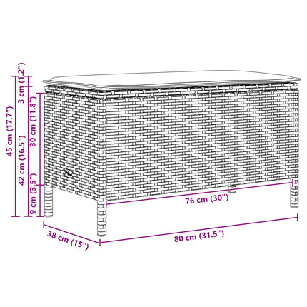 Trädgårdspall Grå och Marinblå 80 x 38 x 42 cm PE Rattan