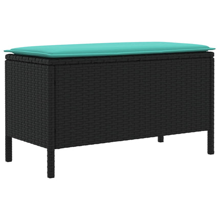 Trädgårdspall Svart och turkos 80 x 38 x 42 cm PE Rattan