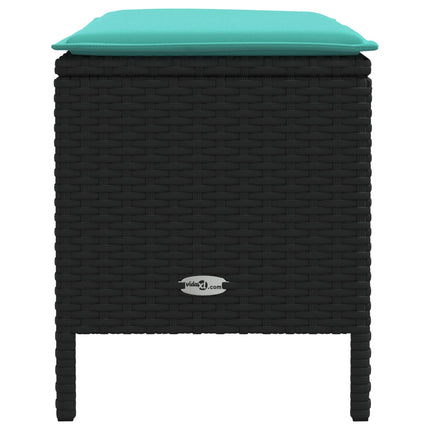 Trädgårdspall Svart och turkos 80 x 38 x 42 cm PE Rattan