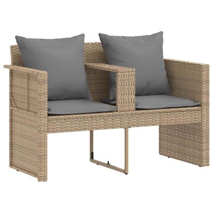 Trädgårdsoffa med kudde 8 pcs Beige och Ljusgrå konstrotting