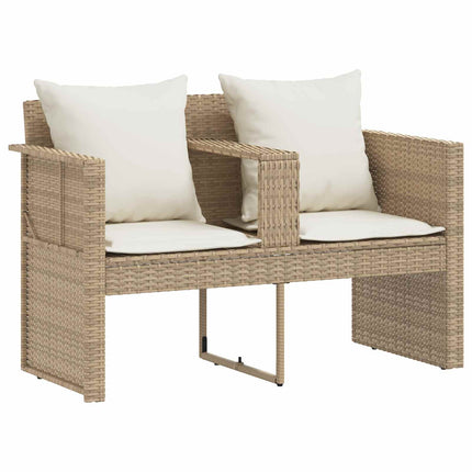 Trädgårdsoffa med kudde 8 pcs Beige och krämvit konstrotting
