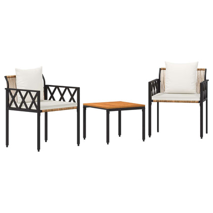 Utemöbelset 3 pcs Brun och krämvit konstrotting