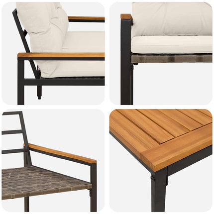 Utemöbelset 4 pcs Gräddvit konstrotting