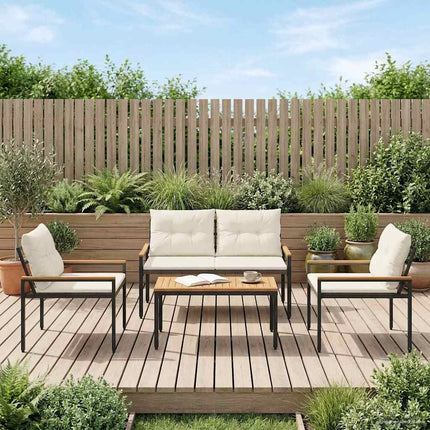 Utemöbelset 4 pcs Gräddvit konstrotting