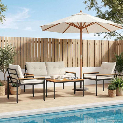 Utemöbelset 4 pcs Gräddvit konstrotting