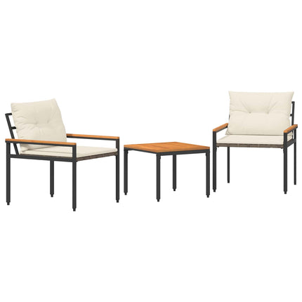 Utemöbelset 3 pcs Gräddvit konstrotting